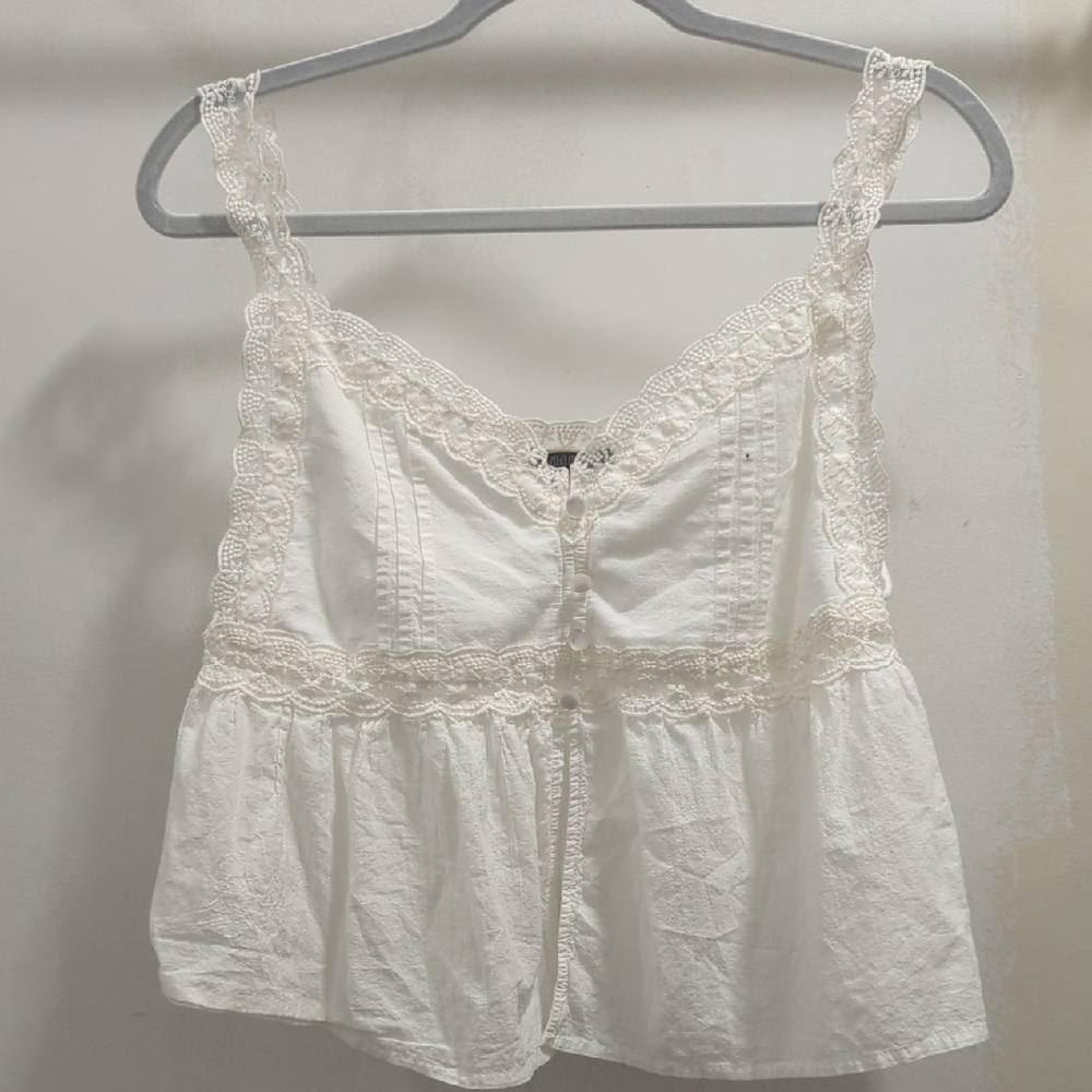 Wild Fable White Lace Trim Blouse
